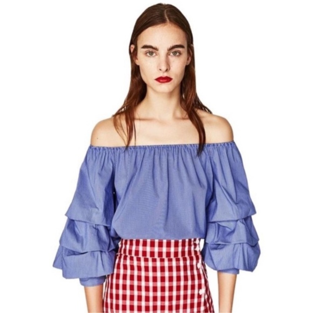 zara off shoulder puff sleeve top